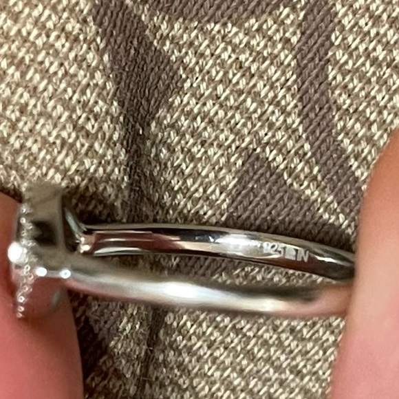 Genuine Diamond Evil Eye Stacking Ring in Blue, Silver Minimalist Size 5 - Picture 4 of 4